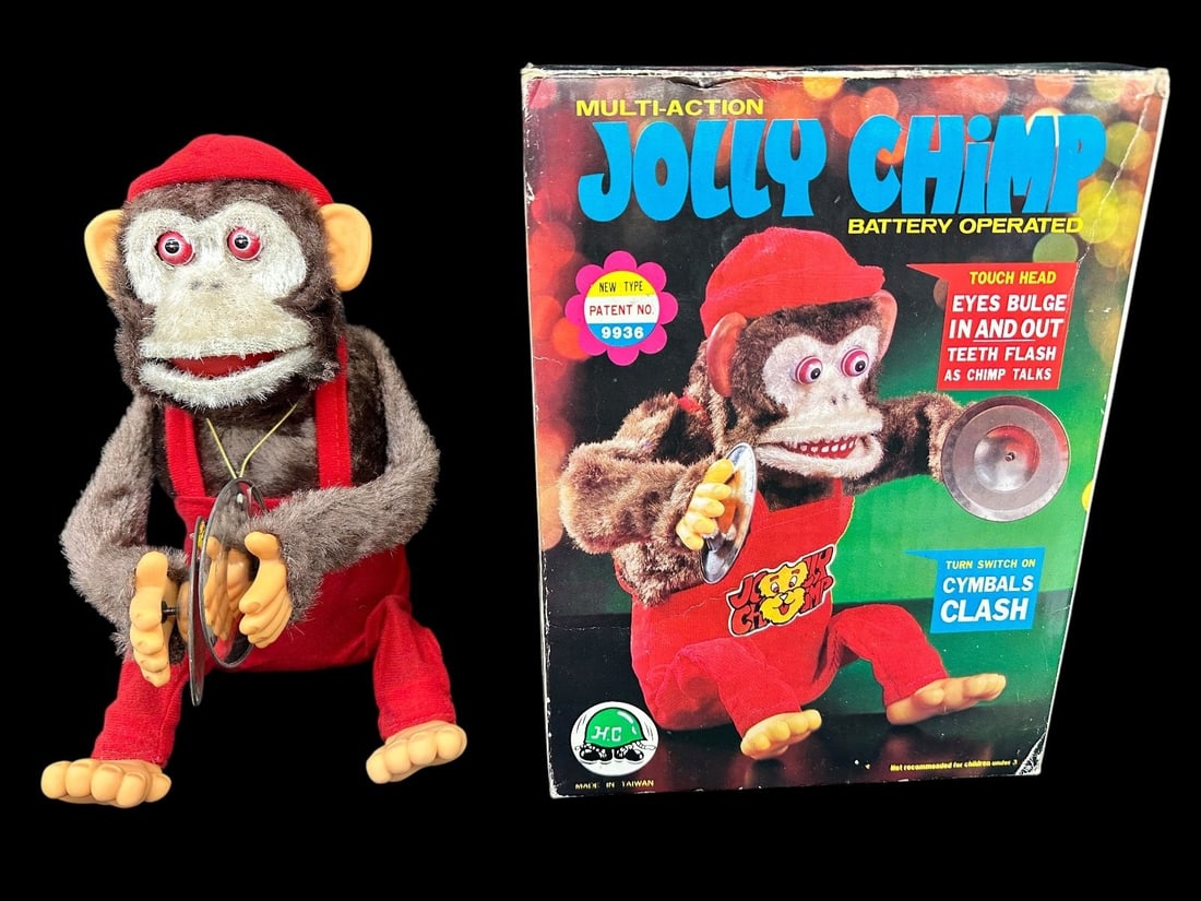 Multiaction Jolly Chimp Made in Taiwan With Box: Multiaction Jolly Chimp Made in Taiwan With Box: New type patent number 9936. Does turn on.