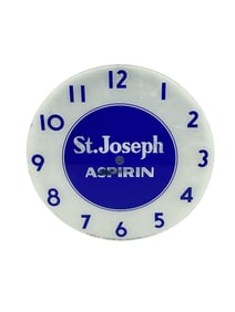 St. Joseph Aspirin Advertising Glass Clock Front
