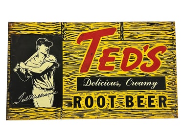 Ted's Delicious Creamy Root Beer Advertising Tin Sign