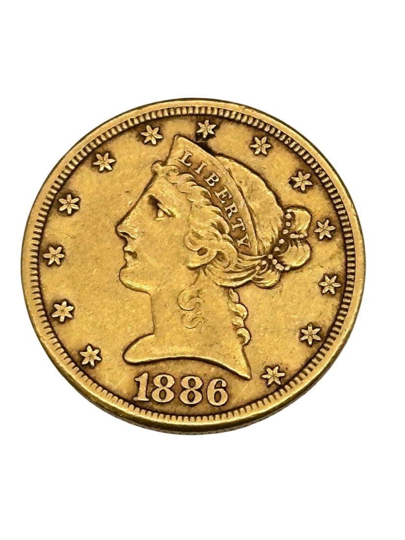 1886-S Liberty Head Quarter Eagle $5 Dollar Gold Coin: 1886-S Liberty Head Quarter Eagle $5 Dollar Gold Coin