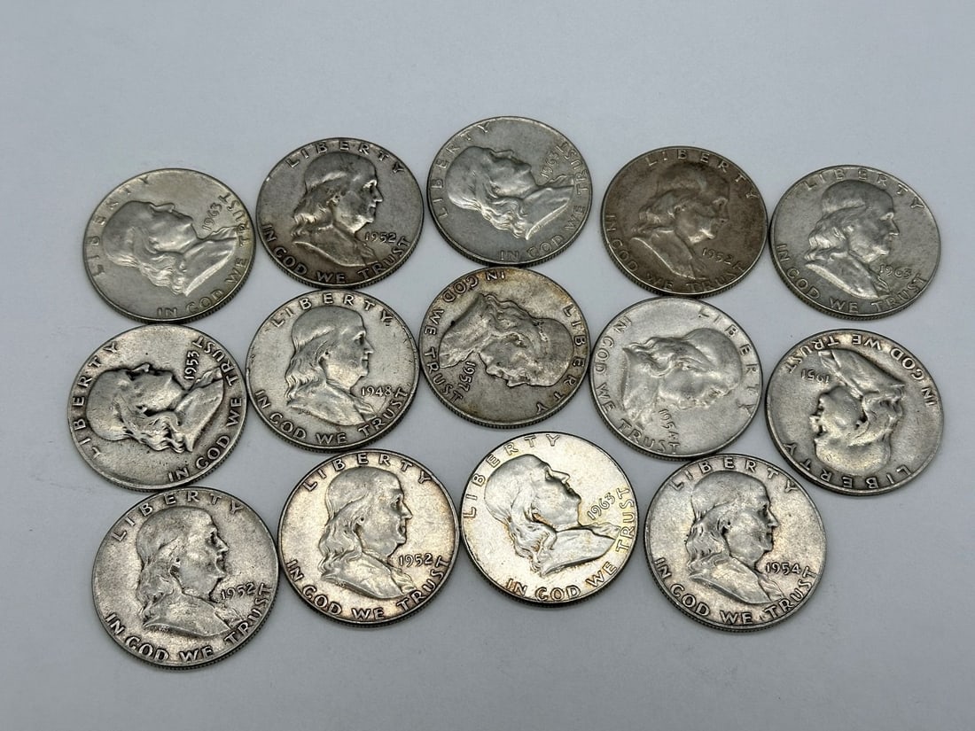 (14) Franklin Silver Half Dollars: (14) Franklin Silver Half Dollars: