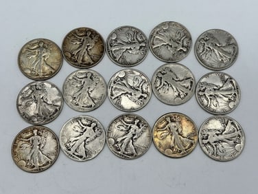 (15) Walking Liberty Silver Half Dollars