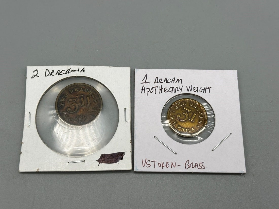 (2) Early Apothecary Tokens (1 of 6)