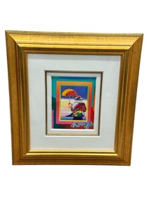 Peter Max Mixed Media "Umbrella Man"