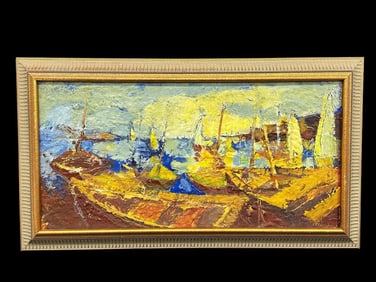 Unknown Oil on Board Marine Scene