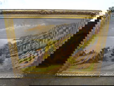 Finn Wennerwald (1896-1969) Oversize Original Oil Painting Gilt Frame