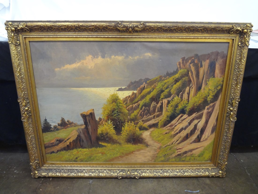 Finn Wennerwald (1896-1969) Oversize Original Oil Painting Gilt Frame (1 of 5)