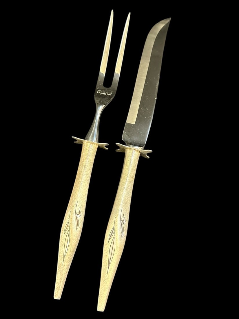 Wallace Stainless Sterling Handle Carving Set "Dawn Mist" Burnished 1963 (1 of 1)