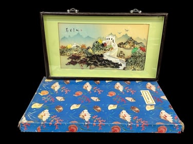 Chinese Shell Art Shadow Framed With Box