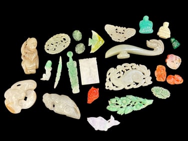 Group of Small Jade, Nephrite Decorative Sculpted Pieces