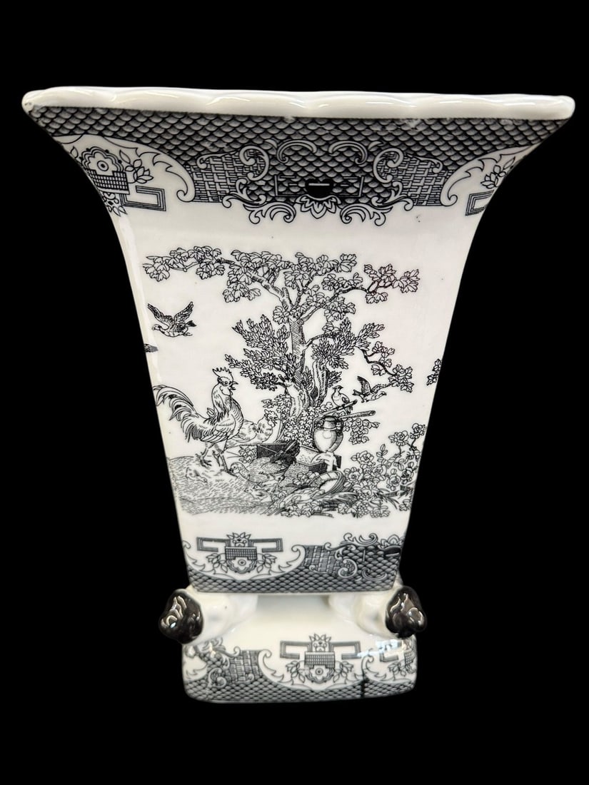 Contemporary Black and White Vase: Contemporary Black and White Vase: Marked and measuring 11.25" tall.