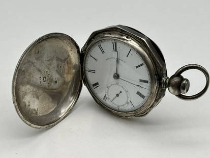 Waltham P.S. Bartlett Sterling Silver Pocket Watch: Waltham P.S. Bartlett Sterling Silver Pocket Watch: Sterling case AWCo. Movement number 192018, model 1857, 11 jewel, 18s. No key.