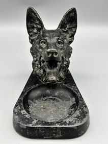 Ronson Cast Metal German Shepherd Ashtray