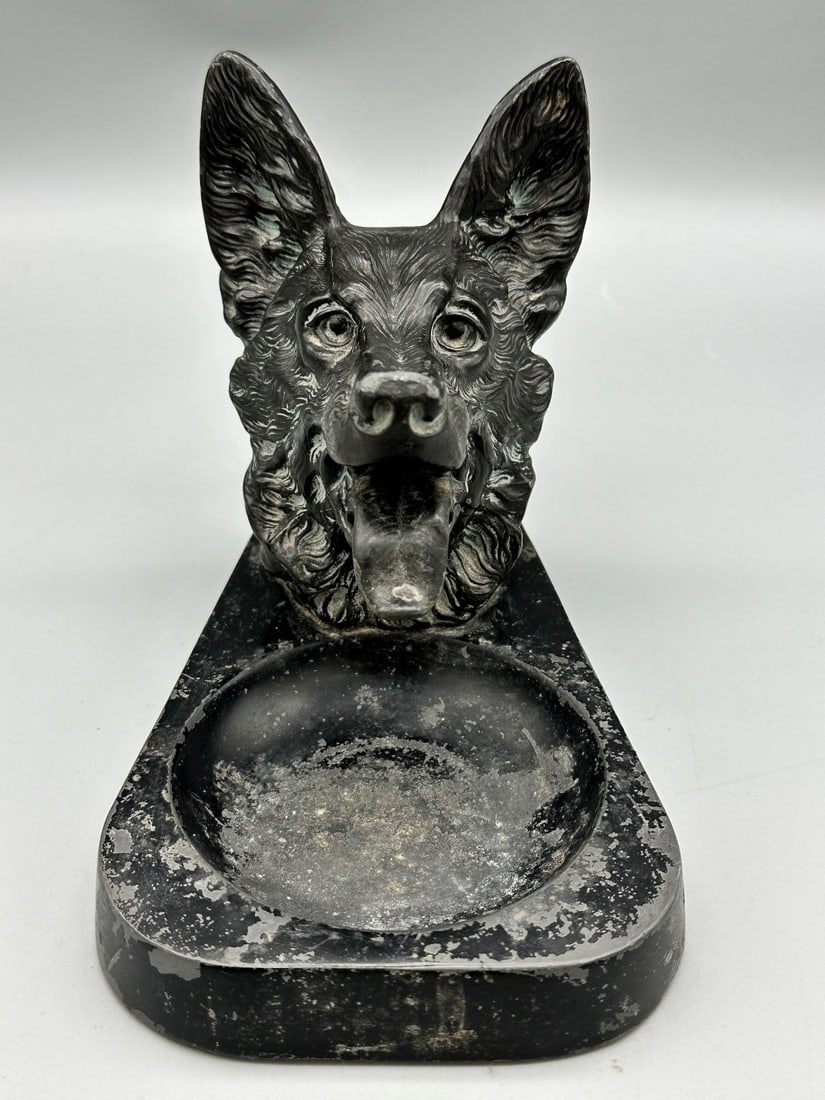Ronson Cast Metal German Shepherd Ashtray (1 of 5)