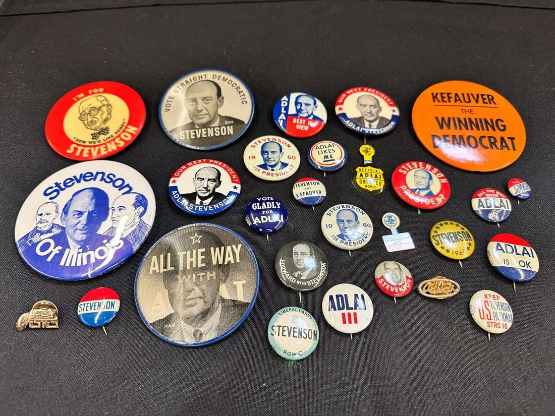(28) Early Political Campaign Pinbacks, Buttons (1 of 5)