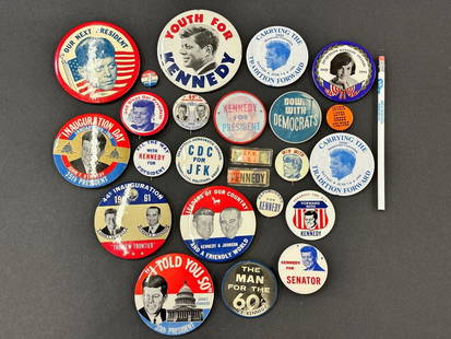 (24) John F. Kennedy Political Campaign Buttons: (24) John F. Kennedy Political Campaign Buttons: