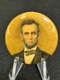Abraham Lincoln Celluloid Political Button, Paper Label