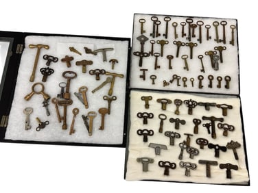 (3) Cases Filled With Antique Brass and Metal Keys