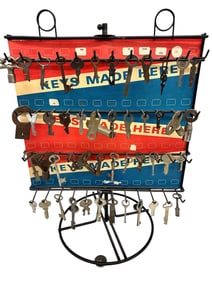 Rotating Key Store Display Filled With Antique Keys