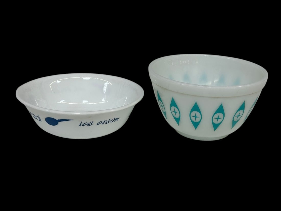 1950's Atomic Eye Pyrex Bowl & Corelle Cereal Bowl (1 of 1)