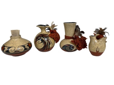 (4) Pieces Pat Pauli Native American Pottery Vessels