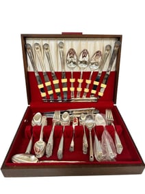 Rogers "Eternally Yours" Silver Plate Flatware Set and Case