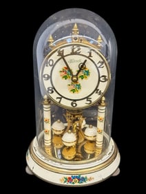 Hermle Hand Painted table Clock Under Dome