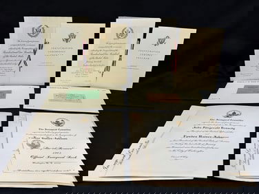 1961 John F. Kennedy and 1965 LB Johnson Inauguration Ticket, Invitation, Program and Envelope