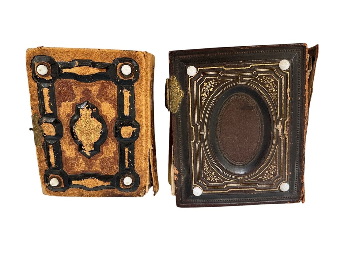 (2) Early Black and White Cabinet and Tintype Photo Albums With Photos (1 of 7)