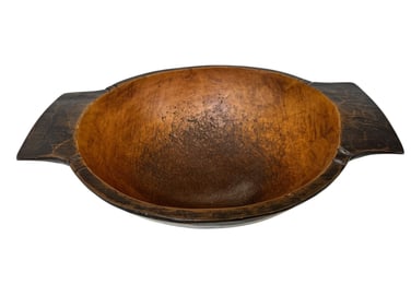 Hand Carved Primitive Handled Mixing Bowl