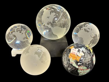(5) Crystal Globe Paperweights