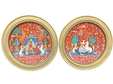 Haviland Limoges Hunt of the Unicorn Plates Framed
