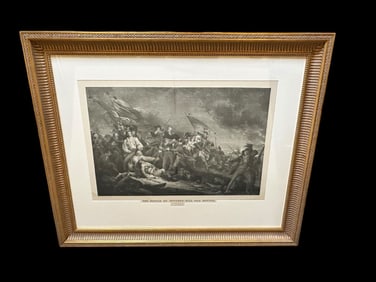 Battle at Bunker's Hill Near Boston 1775 Oversize Framed Engraving