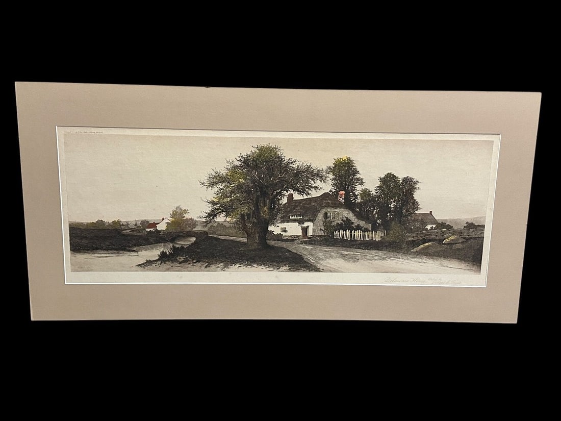 Ernest Rost Hand Colored Etching "Delaware Home" (1 of 3)