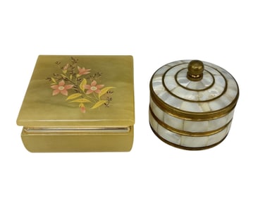 (2) Dresser Boxes: Alabaster, Mother of Pearl