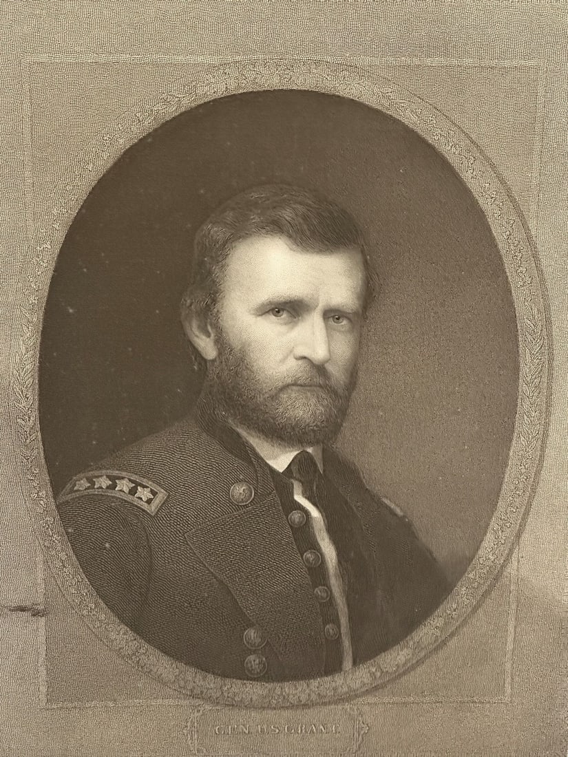 Ulysses S. Grant Oversize 1868 Steel Engraving By William Edgar Marshall: Ulysses S. Grant Oversize 1868 Steel Engraving By William Edgar Marshall Framed: Stunning engraving of Grant by Marshall (American 1837-1906). Matted and framed and measuring 31 x 37". Very heavy and