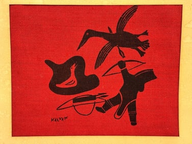 Helen Kalvak Burlap Inuit Print