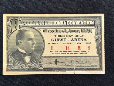 1936 Grover Cleveland Republican National Convention Ticket