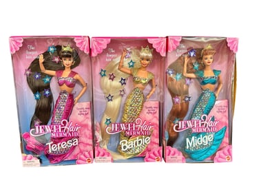 (3) Mermaid Barbies in Boxes