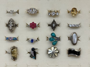 (16) Sterling Silver Rings