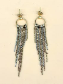 14k Gold Drop Dangle Multi Color Earrings