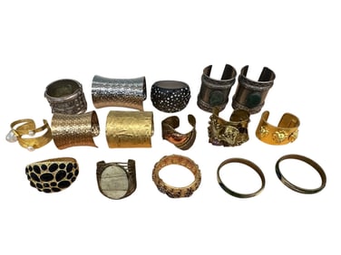 (16) Group of Chunky Statement Cuff Bracelets
