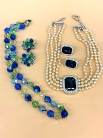 (2) Necklace and Earring Costume Jewelry Sets