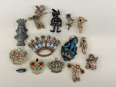 (14) Group of Vintage Figural Brooches