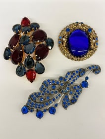 (3) Vintage Brooches/Scarf Clips