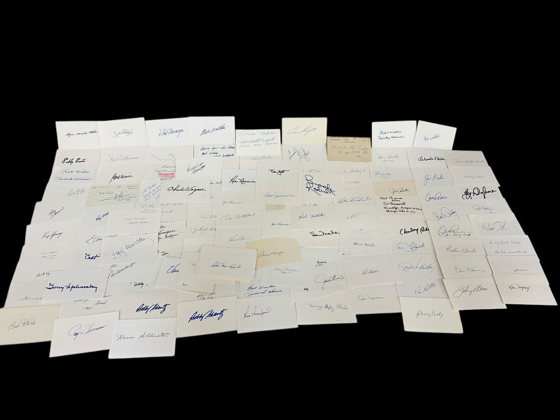 (148) Group of MLB Baseball Autographed Index Cards (1 of 10)
