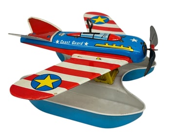 1950's Ohio Art Coast Guard Sea Plane Tin Wind Up