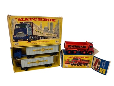 (2) Lesney Matchbox in Original Boxes Double Freighter, Tipper Truck