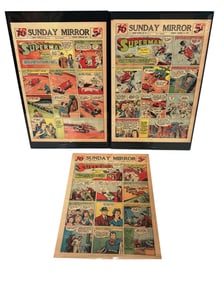 (3) 1941 Superman Original Sunday Newspaper Comic Strips, Logo Variant