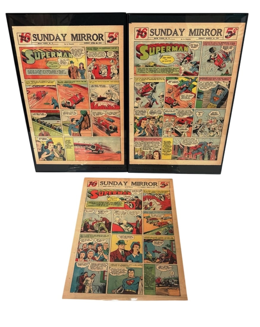 (3) 1941 Superman Original Sunday Newspaper Comic Strips, Logo Variant (1 of 9)